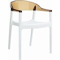 Fine-Line CArmen Modern Dining Chair - White Seat  Transparent Amber Back, 4PK FI625233